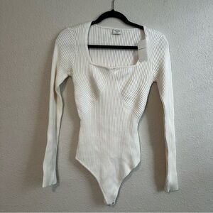 Abercrombie & Fitch Cream Ribbed Bodysuit